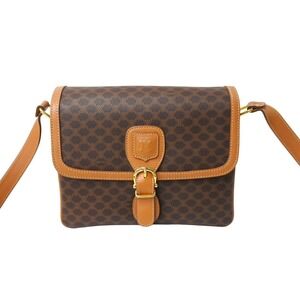 Celine Shoulder Triomphe Bag Macadam Brown Logo